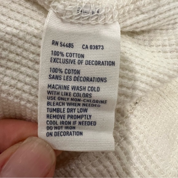 American Eagle Shirt Mens Medium White Thermal Waffle Knit Henley Vintage Fit - Picture 7 of 8
